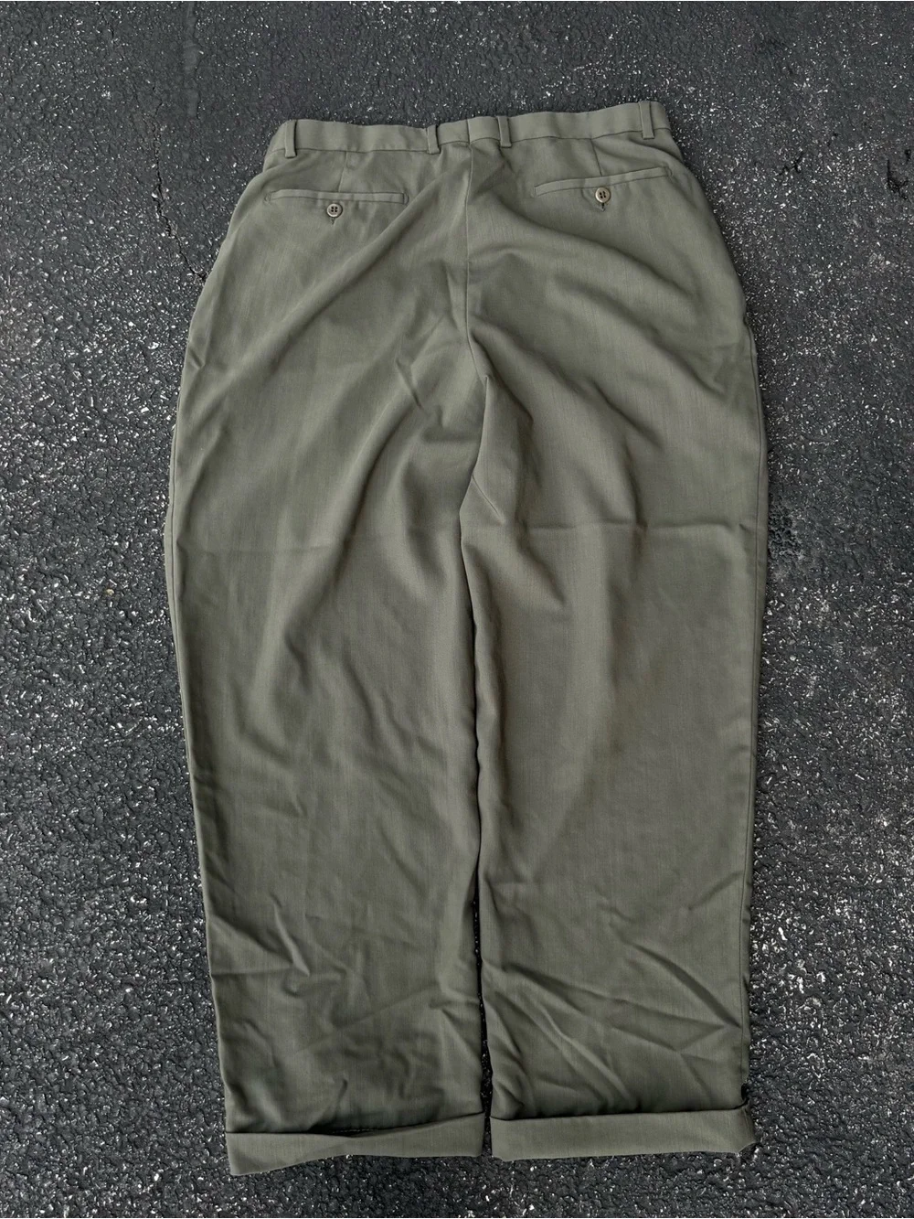 Zanella Mens Dress Pants Slacks 34 Jesse Virgin Wool Pleated Cuffed Italy Olive